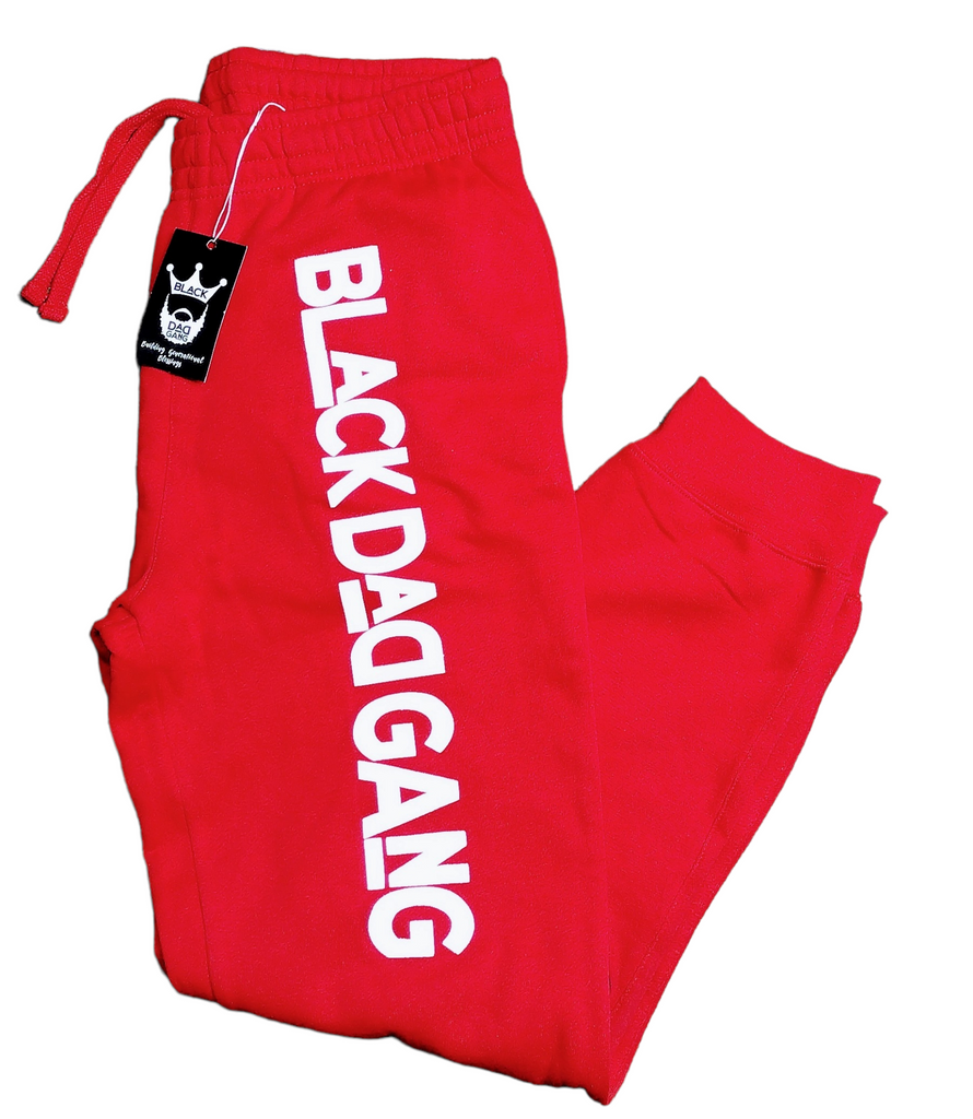 Red and white fleece joggers