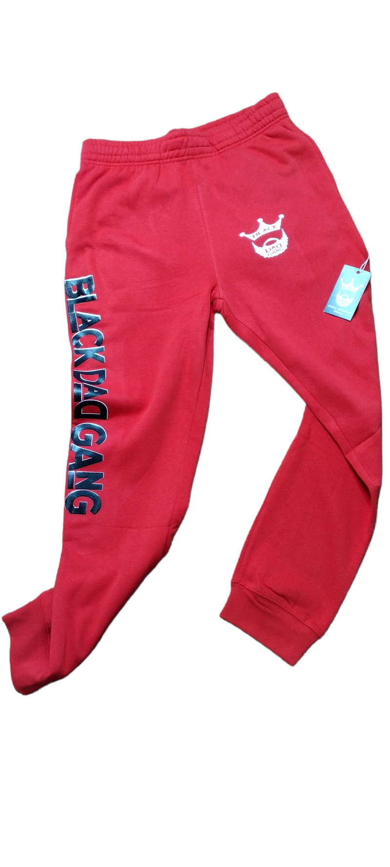 Red, black and white black dad gang jogger sweats