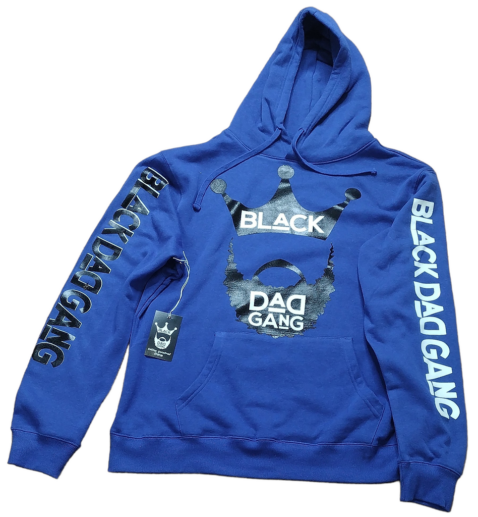 Royal Blue, black and white hooded sweater